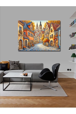 Kanvas Tablo Renkli Eski Şehir 100cmx140cm