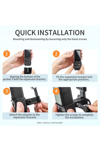 Geeroyoo Startrc Abs Kamera Genişletme Ayağı 1/4" Vida Deligi İle Djı Osmo Pocket 3 Uyumlu 8g, Siyah