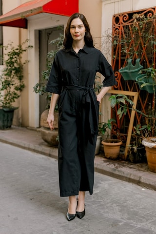 Barbora Keten Günlük Tulum Elbise Ln22siyahd1 001