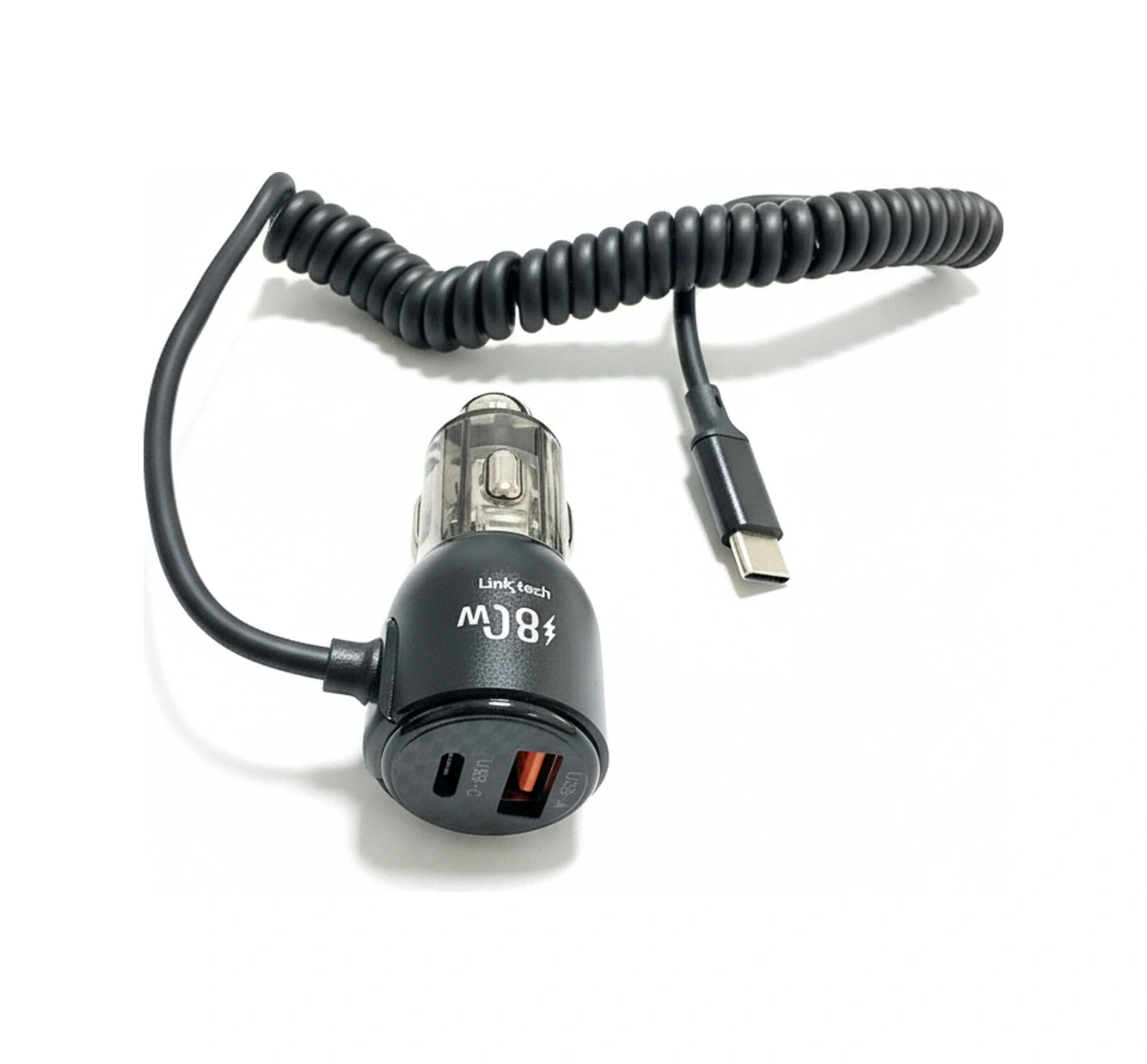 Linktech C509 80w Pd45w Sabit Kablolu + Pd + Usb-a Şeffaf Araç Şarj Aleti -