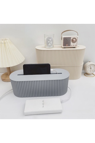 Xindoker Ev İçin Kabloları Düzenleyici Kutusu - Pratik Masüstü Soket Ve Veri Kablosu Saklama Kutusu Krem Beyaz Classıc