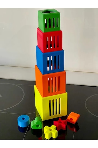 Bezos 3d Baskı Kafesli Şekil Kutuları İç İçe Geçme Seti - Renkli Şekil Sıralama Ve Yığma Kutuları, Boyut/şekil Öğretim Materyali Bezos1