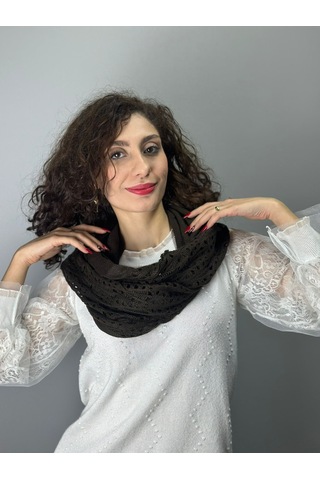 Gönülden Tasarım Acı Kahve Triko Örme Kadın Boyunluk Atkı 90x50 Cm Renkli