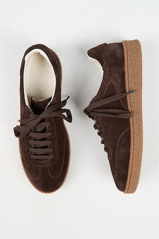 Krahe Palminteri Erkek Hakiki Deri Bağcıklı Kahve Sneakers