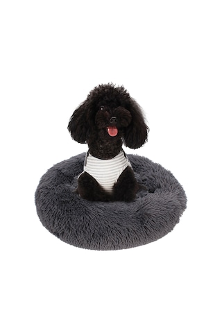 Padalink Köpek Ve Kedi İçin Kuru Kürk Yuvarlak Winter Isı Verici Ev Matı, Koyu Gri, S Boyutu 40 Cm Çap Koyu Gri