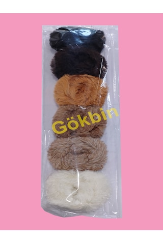 Gökbin Çoçuk Genç Tüylü Pofuduk Atkuyruğu Lastikli Simit Saç Toka Çok Renkli
