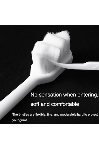 Sones 10 Adet Nano İpek Yumuşak Kıl Bağımsız Paketleme Taşınabilir Çift Diş Fırçası, Özellikler: Beyaz Düz Başlık