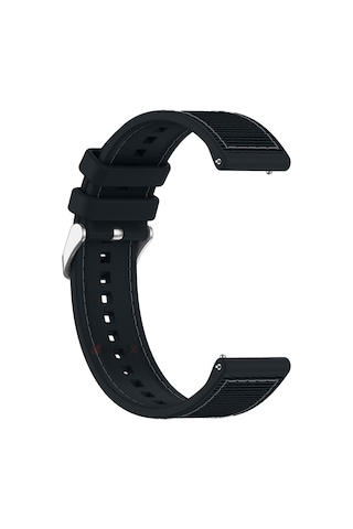 Sneezy Huawei Watch Gt6 Pro 46mm İle Uyumlu Metal Tokalı Dikiş Desenli Dokuma Silikon Kordon