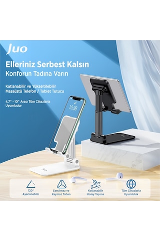 Juo Katlanabilir Masaüstü Telefon Standı Beyaz