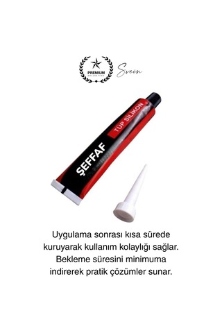 Premium 40 Gr Üniversal Sızdırmaz Şeffaf Tüp Silikon Mutfak Banyo Küvet Kenarı Elastik İzolasyon