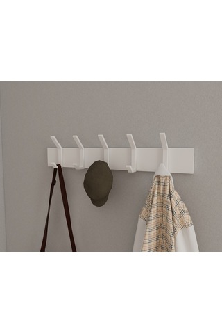 Hepsi3boyutlu Modern Duvar Kapı Askılık - 5 Adet Beyaz Askılık Beyaz