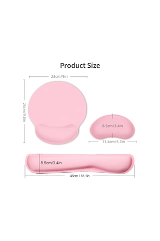Skycity Ergonomik Pembe Klavye Bilek Destekli Mouse Pad Seti - Hafıza Köpüğü + Lastik Tabanlı, 3 Parça Klavye Bilekliği + Mouse Bilekliği + Mouse Pad