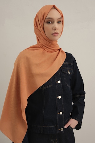 Armine Turuncu Link Desen Bambu Cotton Şal 72 Turuncu