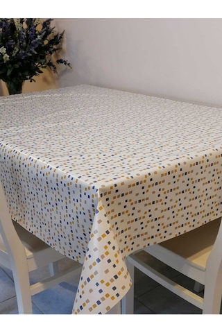 Elyaflı Pvc Muşamba - Desenli Silinebilir Masa Örtüsü 02mrl126a Krem