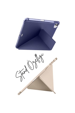 Apple Uyumlu iPad Pro 11 2025 M5 Çip Tri Folding Kalem Bölmeli Akıllı Standlı Özellikli Kılıf Kapaklı Kılıf