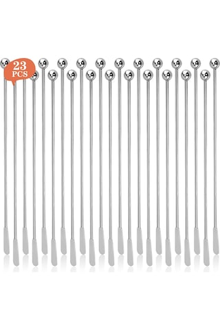 Yunboo Çelik Paslanmaz Çok Amaçlı Karıştırıcı Çubuklar: Kahve, Kokteyl Ve İçecekler İçin Dayanıklı, Hijyenik Ve Verimli Gümüş