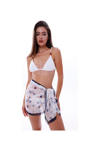 Tarzını Seç Kısa Pareo - Beyaz Göz Model 150x50 Cm Çok Renkli