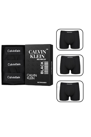 Calvin Klein 3 Lü Boxer Set %100 Organik Pamuk Koyu Siyah