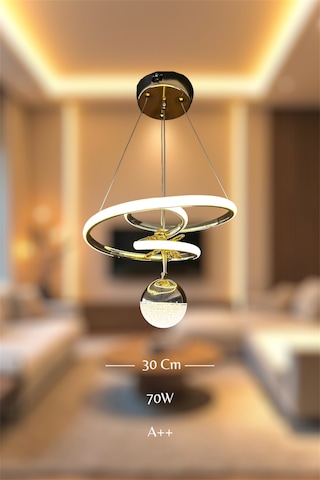 Gold Toplu Space 3 Renk Kumandalı Beyaz&sarı&günışığı Led Avize