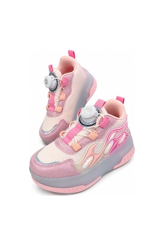 Papucumun Dünyası Kız Çocuk Işıklı Patenli Mekanizma Bağcıklı Sneaker Pembe