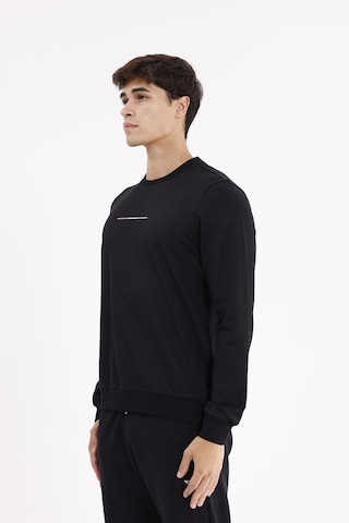 Rowinger Minimal Göğüs İşlemeli Rahat Kalıp Esnek Manşetli Mevsimlik Bisiklet Yaka Sweatshirt Black