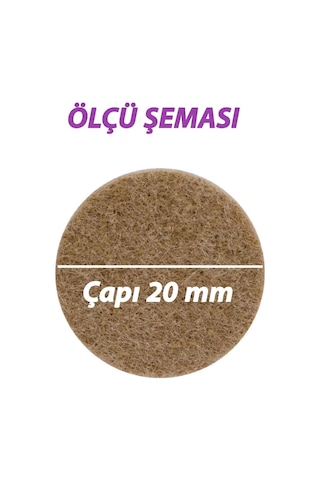 Yapışkanlı Yuvarlak Keçe Masa Sandalye Parke Zemin Ayak Koruyucu Kaydırmaz 20 Mm Keçesi 50'li Paket