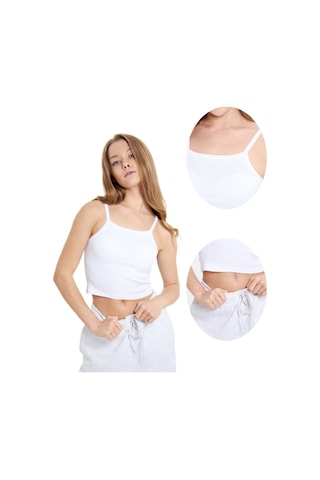 Alya Underwear Kaşkorse Geniş Yaka Askılı Crop Beyaz