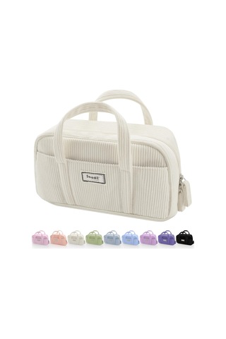 5 Bölmeli Büyük Kalem Kutusu, Fermuarlı Yumuşak Kadife Kalem Kutusu Düzenleyici, Genç Kızlar İçin Sevimli Ve Estetik Okul Malzemeleri - Bej Th