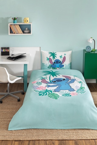 Disney Lisanslı Lastikli Çarşaf Çocuk Pike Takımı Stitch Summer