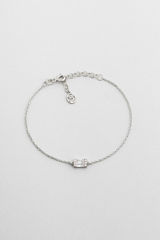 So Chic Işıltılı Baget 18 Ayar Beyaz Altın Kaplama 19 Cm Gümüş Bileklik Rodyum