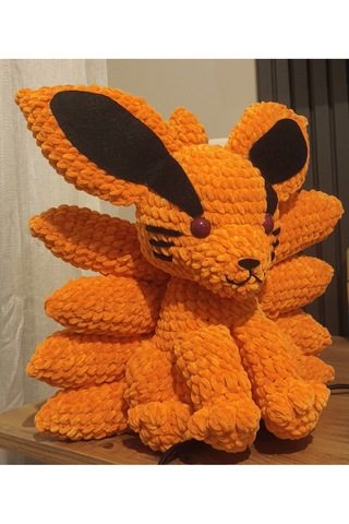 El Yapımı Tek Parça Tığ İşi Peluş: Kurama Amigurumi 02 - Çok Renkli