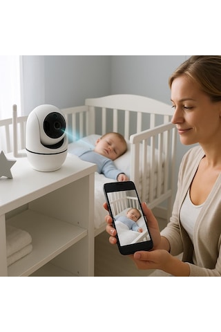 Wifi Akıllı Güvenlik Kamerası / 360 Görüş / Hareket Algılama & Anlık Bildirim / Gece Görüşü / 7/24 Uzakta