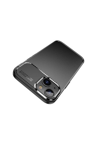 Apple Uyumlu iPhone 14 Plus Kılıf Karbon Tasarım Negro Silikon Kapak