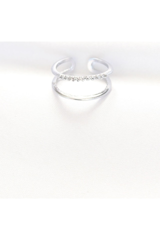 2li Görünümlü Su Yolu Tasarımlı Silver Renk Ayarlanabilir Yüzük - Ebj240521w24353 Bakır