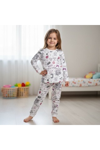Bonbon Erkek Çocuk Animals Figür Baskılı Uzun Kollu 2'li Takım Cb1074 Ekru