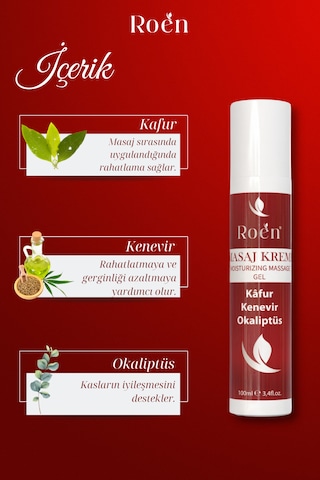 Ağrı Ve Masaj Kremi, Kafur Ve Kenevir Içeren Eklem, Kas, Boyun Ağrı Masaj Kremi 100 Ml