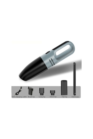 Araba El Taşınabilir Elektrikli Süpürge Küçük Araba Elektrikli Süpürge Kablosuz Siyah Gri