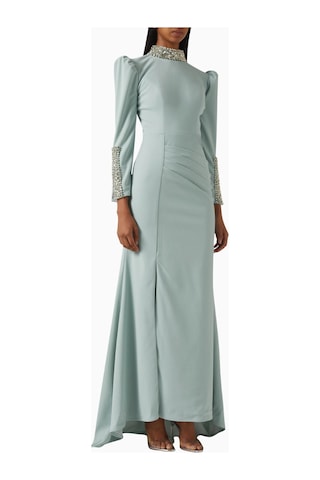 Ac By Aanchal Chanda Crystal - Embellished Kristal Işlemeli Maxi Kadın Elbise Yeşil
