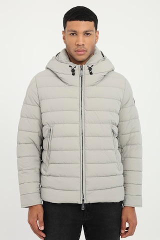 Dufy Erkek Slim Fit Kapüşonlu Açık Gri Mont-25297 A.gri