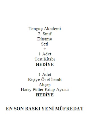 Tonguç Akademi 7. Sınıf Dinamo Soru Bankası Seti En Son Baskı Yeni + Test Kitabı Hediye + Kişiye Özel İsimli Ahşap Harry Potter Kitap Ayracı Hediye