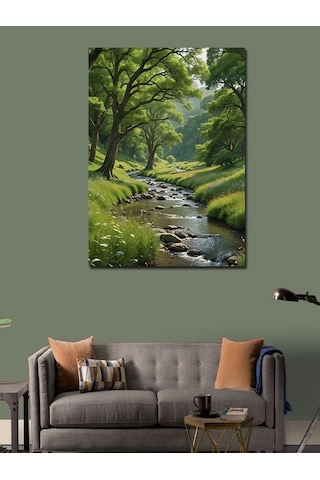 Kanvas Tablo Ormandaki Göl Ve Ağaçlar 70cmx100cm