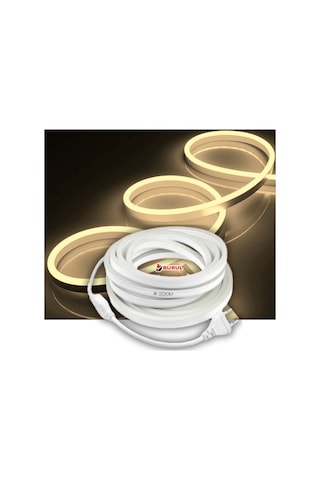 Sb-6509 10 Metre Gün Işığı Neon Led Şerit Dış Mekan Silikonlu Esnek Dekoratif Aydınlatma 220v Fişli