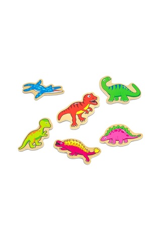 Ahşap Manyetik Dinazorlar Buzdolabı Mıknatısları 20 Parça