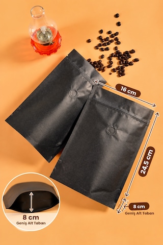 Valfli Doypack Ambalaj Poşeti 16x24,5+8 Cm 50 Adet
