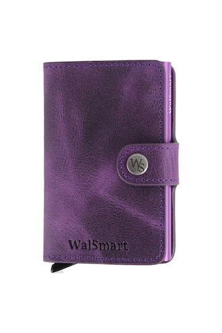 Walsmart Mini Crazy Akıllı Mekanizmalı Deri Cüzdan Mor