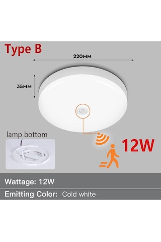 Hareket Sensörlü Led Tavan Işıkları 15w 20w 30w 40w Tavan Lambaları 12w Beyaz Işık