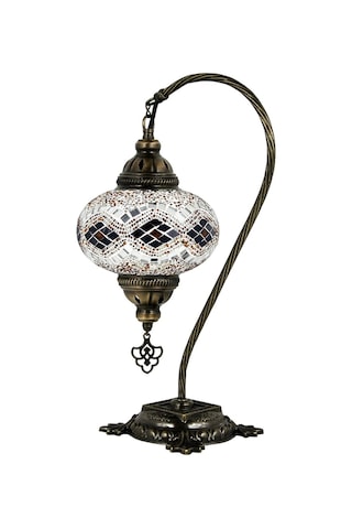 Mozaik Lamba Deve Boynu Otantik Bohem Abajur Başucu Lamba Amber