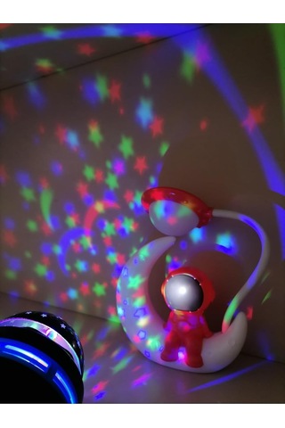 Işık Kasabası 2 Yıldız Yansımalı Rgb Projeksiyon Sihirli Küre Ve Astronot Hem Masa Hem Gece Lambası Siyah 20 X 10