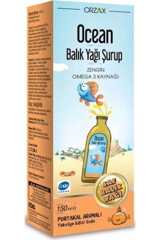 Ocean Omega 3 Portakal Aromalı Balık Yağı 150 ML Ocean Omega 3 Portakal Aromalı Balık Yağı 150 ML
