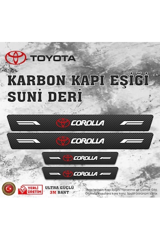 Toyota Corolla Uyumlu Deri Karbon Kapı Eşiği Koruyucu Bant 4 Adet